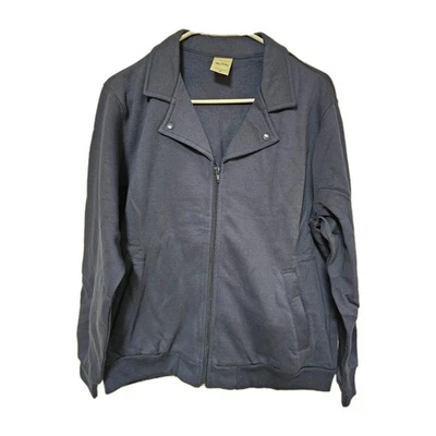 BLAIR Jacket fleece Womens Size Medium Full Zip Front Navy Soft New  - Image 1 of 4