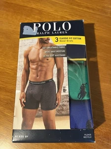 authentic polo ralph lauren 3 Classic Fit Cotton Boxer Briefs Size Med - Picture 1 of 2