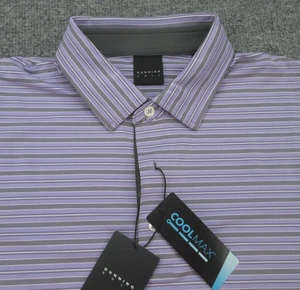 Dunning Golf Poloshirt Herren Medium lila Streifen Coolmax Performance D7F23K533 - Bild 1 von 15