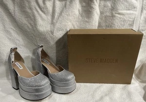 Steve Madden Charlize-R Rhinestone Platform Heels Pumps with Ankle Strap Sz8.5 - Picture 1 of 8