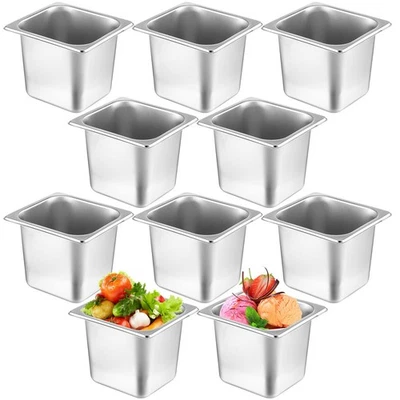 Paquete de 10 sartenes de hotel de acero inoxidable para mesa de vapor para alimentos comerciales de metal... Foto 1 de 4