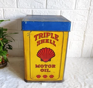 Antica latta pubblicitaria olio motore triplo guscio 4 gal rara da collezione TIN315 - Foto 1 di 8