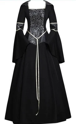 Women's Medieval Gothic Witch Dress Medieval Hooded Fancy Dress Renaissance - Image 1 of 4