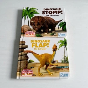 The World of Dinosaur Roar! Board Books x 2 Dinosaur Stomp and Flap Triceratops - Picture 1 of 5