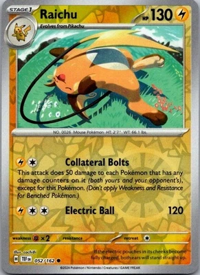Raichu Reverse Holo Common SV05: Temporal Forces 052/162 NM - Image 1 of 2