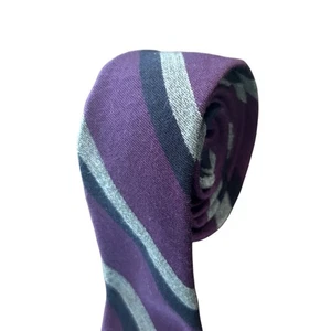 J.Crew Wool Silk Purple Grey Striped Neck Tie Formal Casual Dress Up Lightweight - Picture 1 of 7