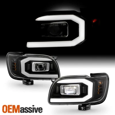适用于 2001 - 2004 年丰田塔科马全 LED 车头灯带灯条黑色外壳一对 — 第 1/4 张图片