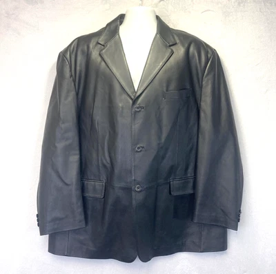 Stafford Genuine Leather Jacket Mens 2XL Black Sport Coat Blazer Overcoat XXL - Image 1 of 4