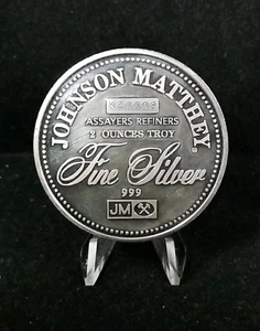 Johnson Matthey Focus Medalist SN# K20009 De colección 2oz 999 PLATA FINA REDONDA 5522 - Imagen 1 de 3