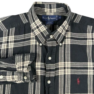 Camisa de franela con botones Ralph Lauren Blaire para hombre XL negra a cuadros roja logotipo de pony - Imagen 1 de 9