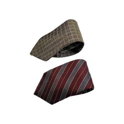 Lote de 2 Corbatas Birmania Bibas Para Hombre 100% Seda Lujo - RAYAS Y GEOMÉTRICAS Foto 1 de 4