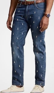 Jean POLO RALPH LAUREN Big&Tall Varick Slim Recto All Over Pony Azul 48B x 30 - Imagen 1 de 6