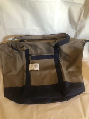 Samsonite Canvas Yacht Travel Tote Bag Weekender Foldable Beige Navy Large 24" - Image 1 of 3