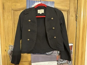 River Island Stretchy Denim Black Jacket. Military Style Size 11-12 Years - Picture 1 of 5