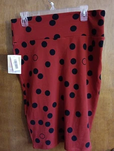 LuLaRoe Cassie Skirt  A-line Size Large Red With Black Polka Dots NWT - Picture 1 of 2