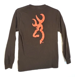 Browning Shirt Langarm Herren Small Jagd Hirsch Bock Tee braun Outdoor Sport - Bild 1 von 5