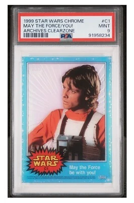 1999 Star Wars Chrome May the Force be with You! Clear #C1 Luke Skywalker PSA 9 - Image 1 of 2