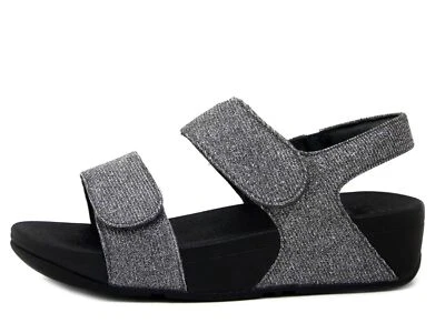 Sandalias Mujer de Tela Purpurina Plata Oscuro Con Correa Cuña Bajo FitFlop - Imagen 1 de 4