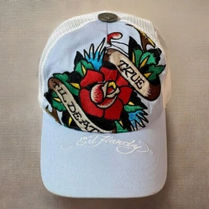 Don Ed Hardy By Christian Audigier True Til Death Mesh Snapback Hat Embroidered - Picture 1 of 10