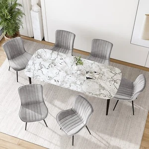 2/4/6er Set Esszimmerstühle Samt Küchenstühle Stühle Esszimmer Hellgrau - Bild 1 von 20