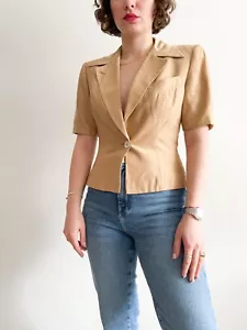 Vintage Christian Dior Coordonnees Women's Cropped Jacket Gold-Yellow 80s-90s - Picture 1 of 9