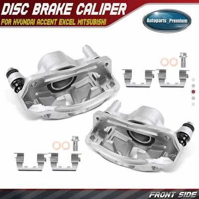 2x Pinza de freno de disco delantera izquierda y derecha con soporte para Hyundai Accent Mitsubishi Foto 1 de 4