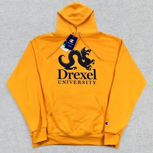 NEW Champion Hoodie Men's Medium Yellow Drexel University Collegiate Pullover - Picture 1 of 14