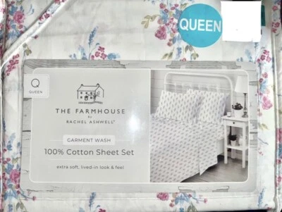 Granja Rachel Ashwell Shabby Chic Queen azul y rosa floral precioso juego de sábanas Foto 1 de 3