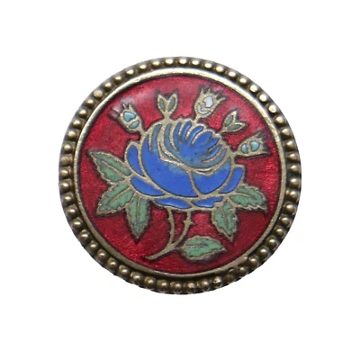 Button Antique - Enamel Champleve - 19 MM - 19th C. Buttons - Image 1 of 4