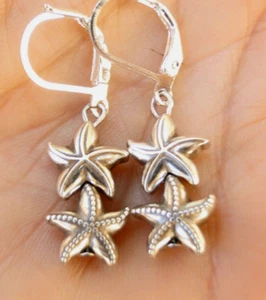Altered Brighton Seascape Double Silver Starfish Charm Lever Back Earrings - Bild 1 von 2