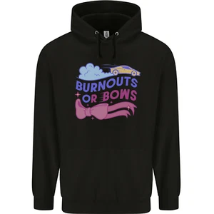 Burnouts or Bows Gender Reveal New Baby Pregnant Mens 80% Cotton Hoodie - Picture 1 of 27