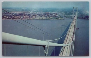 Delaware Memorial Bridge Tower View near NewCastle Delaware Postcard - Picture 1 of 2