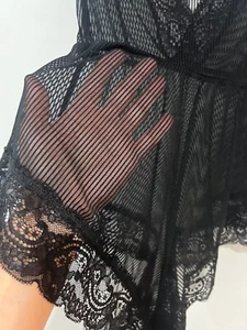 Vintage One Piece Teddy Romper ESCANTE Black Sheer Lace Small - Picture 1 of 7