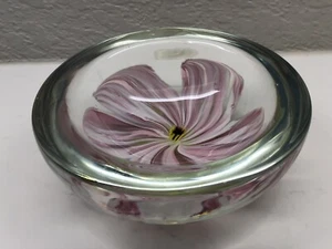 Tazón de vidrio artístico estilo Emilio Robba flores rosa - Imagen 1 de 9