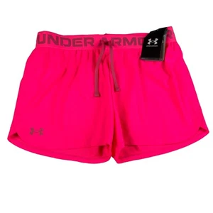 Under Armour Girls Play Up Shorts Size Youth L Pink Heatgear Loose Waist Running - Picture 1 of 6