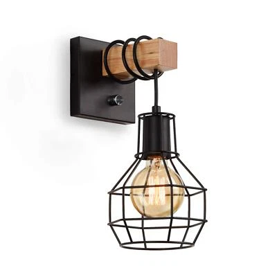 Black Wall Sconces with Dimmer ON/Off Switch, Cage Wall Mount Light Fixture Indu - Image 1 of 4