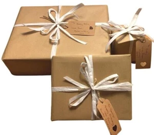 750mm PURE RIBBED KRAFT gift wrapping paper roll 50gsm Eco friendly - Picture 1 of 7