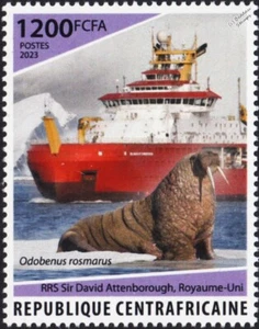 RRS SIR DAVID ATTENBOROUGH Research/Icebreaker Ship Stamp (2023 Central Africa) - Picture 1 of 1