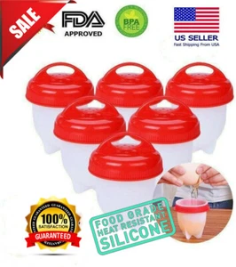 6-2Pcs Hard Boiled Silicone Egg Cooker NonStick Without Shell 100%BPA FREE