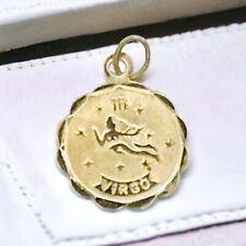 Vintage 14k Yellow Gold Virgo Maiden Zodiac Charm Pendant Small Signed HOB