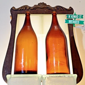 Antike bernsteinfarbene/braune Bierflaschen ca. 14 Zoll hoch fasst 74 flüssige Unzen - Bild 1 von 6