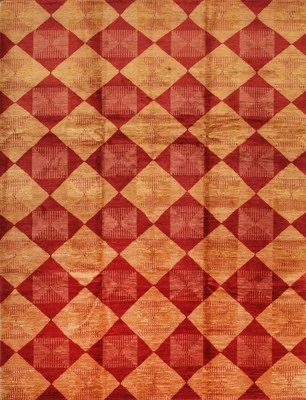 Red Transitional All-Over Turkish Knot Area Rug by EORC | Elegant and Durable - Image 1 of 3