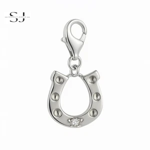 925 Sterling Silver Horseshoe Clip On Charm Lobster Clasp for Bracelet - Picture 1 of 2