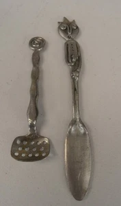 RARE Vintage (2) Signed L. LEANDRA Drumm Slotted Spoon & Whimsical Letter Opener - Picture 1 of 7