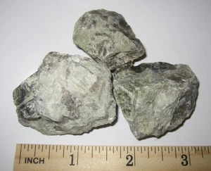 3 SMALL RARE NATURAL GREEN MOONSTONE & SMOKY QUARTZ CRYSTAL STONES NH USA 117.5g - Picture 1 of 7