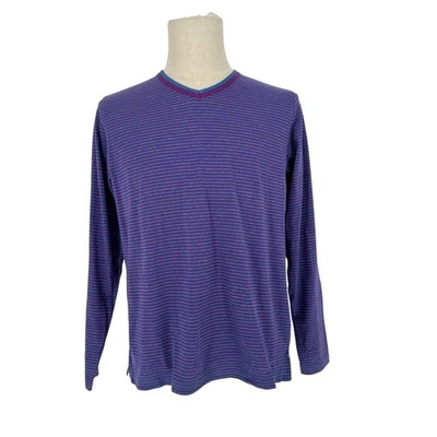 Camiseta Robert Graham Manga Larga Cuello en V WILLIAMS Púrpura Azul Marino Gráfico M Foto 1 de 4