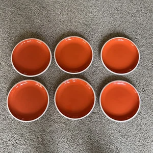 Rachael Ray RISE Orange & White 11” Dinner Plates Set of 6 Heavyweight Fall Deco - Picture 1 of 8