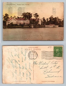 Winter Park, FL-Florida Seminole Hotel Lake Hand-Colored Vintage c1929 Postcard - Picture 1 of 3