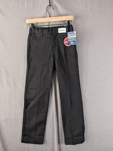 -00335  Dickies Boy's Flat Front Khaki Pants Slim Fit Straight Leg Black 10 - Picture 1 of 6