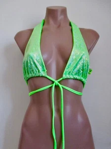 Schminke ๐ผ festival bra top hologram halter bikini UV neon clothing dance - Picture 1 of 50